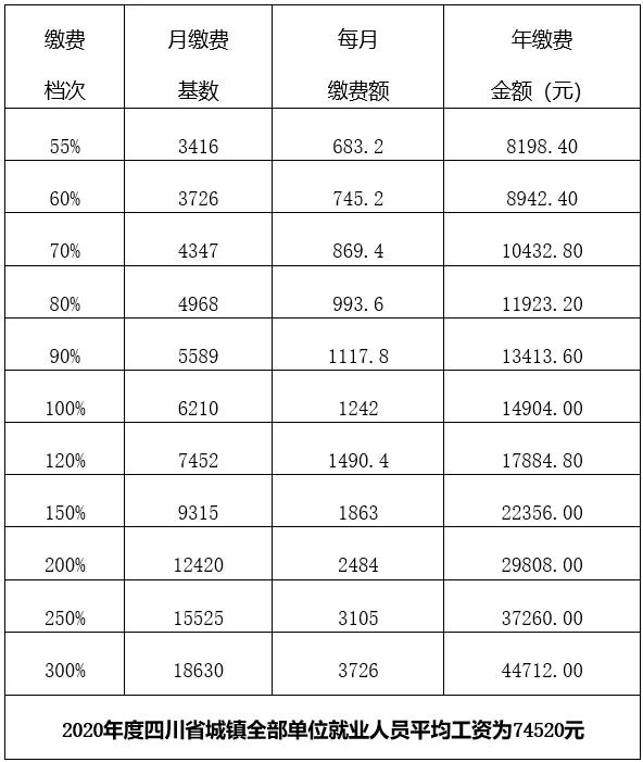 灵活就业人员养老保险各档该缴多少？16